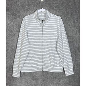 L.L. Bean Gray and White Striped Ski Jacket
